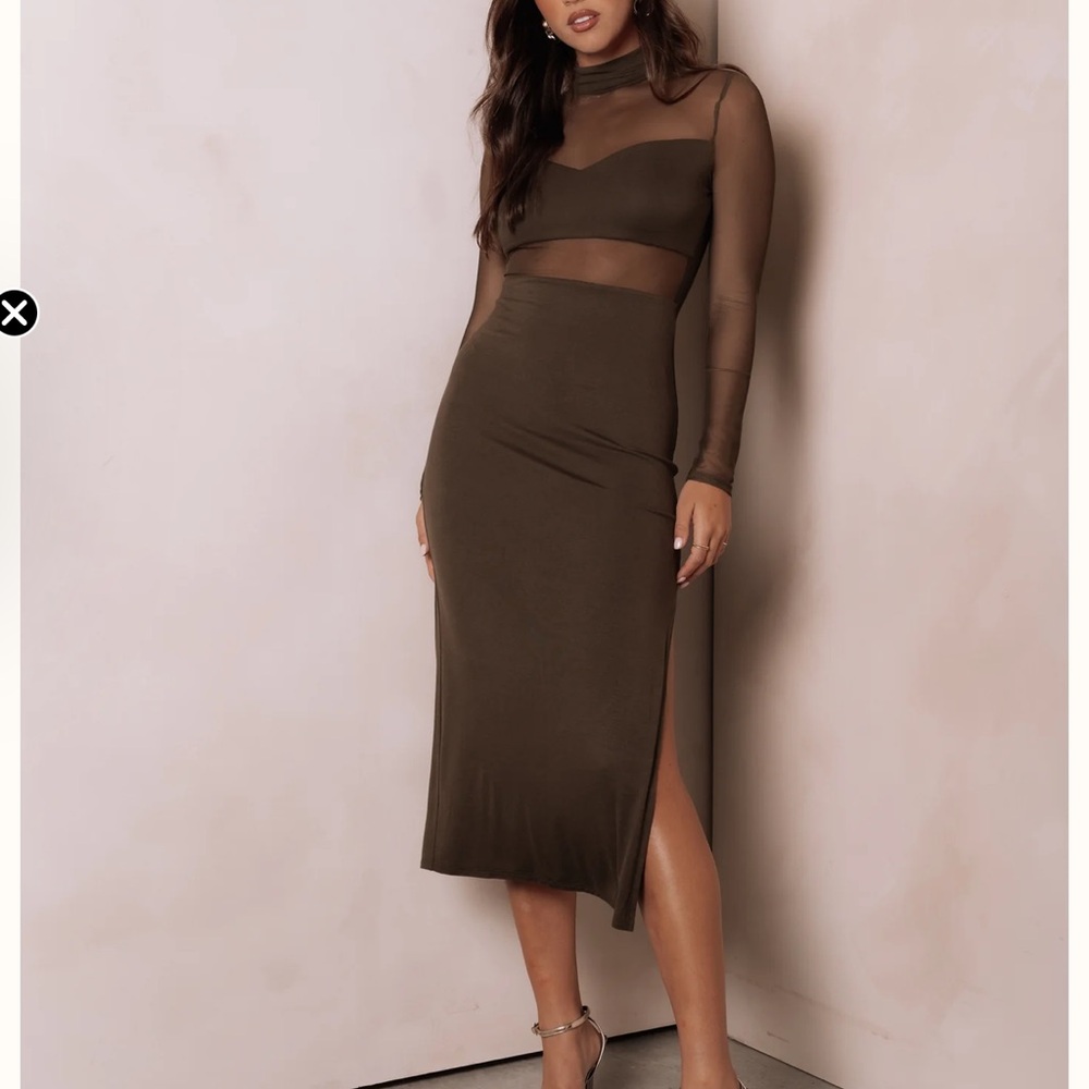 Petal & Pup Sheer Olive Midi Dress